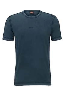 Koszulki męskie - BOSS Męski T-shirt Tokks z bawełnianego dżerseju z efektem wybielania słońca, Open Green388, XL - grafika 1