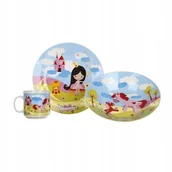 Zestawy naczyń dla dzieci - KOMPLET obiadowy śniadaniowy 3cz dla DZIECI księżniczka TALERZE box miska - miniaturka - grafika 1