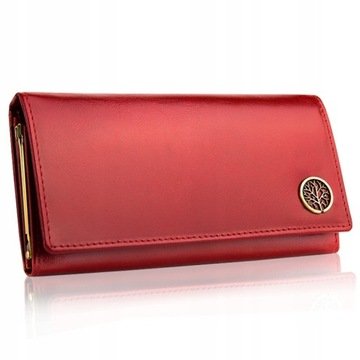 Betlewski portfel damski skórzany duży czerwony szeroki bigiel czerwony