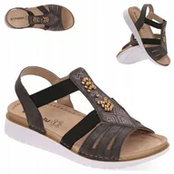 Sandały damskie - Wygodne Sandały damskie Skórzana Wkładka 38 INBLU Wsuwane Czarne Lekkie - miniaturka - grafika 1