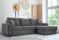 Sofy i kanapy - Sofa rozkładana ze schowkiem i funkcją spania - Sofa z automatycznym mechanizmem jezdnym, Tkanina welurowa, Narożnik tapicerowany, Tkanina Palladium, Wytrzymała i wygodna 223 x 160 cm Szary - miniaturka - grafika 1