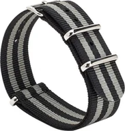 Akcesoria do zegarków - PASEK DO ZEGARKA CZARNO-SZARY NATO NYLON UNIWERSALNY SREBRNA KLAMRA 22mm - miniaturka - grafika 1