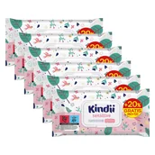 Chusteczki nawilżane - Kindii Sensitive Delikatne Chusteczki Nawilżane Dla Dzieci 60 Szt. X 6 - miniaturka - grafika 1