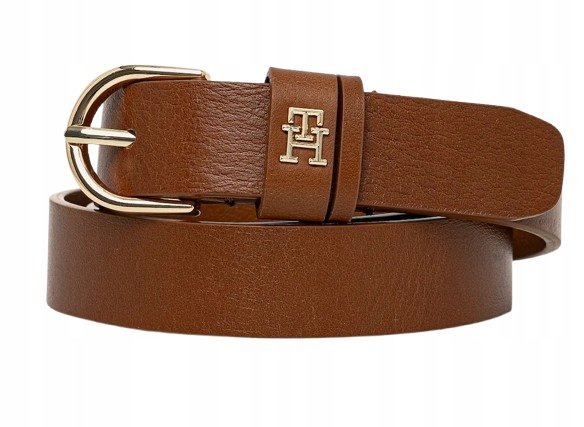 TOMMY HILFIGER BRĄZOWY PASEK SKÓRZANY Z LOGO 115 J7A