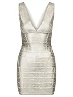 Sukienki - ApartFashion Women's APART sukienka koktajlowa srebrna, błyszcząca sukienka Special Occasion Dress, srebrna, regularna - miniaturka - grafika 1