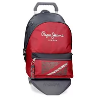 Walizki - Pepe Jeans Clark plecak szkolny z podwójną kieszenią, czerwony, Mochila para Portátil Doble Compart. con Carro, Plecak 44 + walizka na kółkach - miniaturka - grafika 1