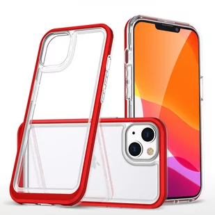 Hurtel Clear 3in1 etui iPhone 14 silikonowy pokrowiec z ramką czerwone - Etui i futerały do telefonów - miniaturka - grafika 1
