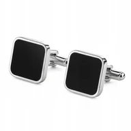 Spinki do mankietów i krawatów - Spinki do mankietów kwadratowe - czarne - miniaturka - grafika 1