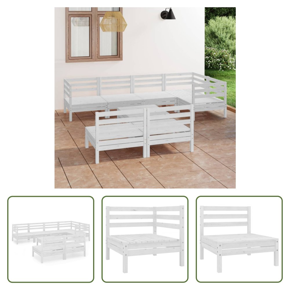 The Living Store 8-częściowy zestaw wypoczynkowy do ogrodu z litej sosny w kolorze białym
