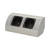 Gniazdka elektryczne - Orno Gniazdo meblowe 2x2P+Z, srebrne, schuko OR-AE-1303/G(GS) - miniaturka - grafika 1