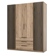 Szafy - Szafa z lamelami KAJA EV/EV-BL 2LAM2F3S Dąb evoke, czarny - miniaturka - grafika 1