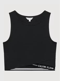 Calvin Klein Bluzka Intarsia Logo IG0IG01048 Czarny Slim Fit - Bluzki dla dziewczynek - miniaturka - grafika 1