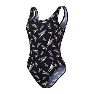 Stroje kąpielowe - Speedo Logo Deep U-Back Swimsuit Women, spdlogo black/white DE 42 | UK 38 2020 Stroje kąpielowe 68-12369F392-42 - grafika 1