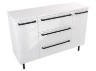 Szafki łazienkowe - Szafka Stojąca Z Blatem ATH 120 cm DK - Biały Wysoki Połysk - Uchwyty Czarne Matowe - miniaturka - grafika 1