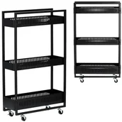 Meble fryzjerskie - Wózek pomocnik fryzjerski kosmetyczny spa do salonu półki regał na kółkach mobilny do salonu czarny - miniaturka - grafika 1