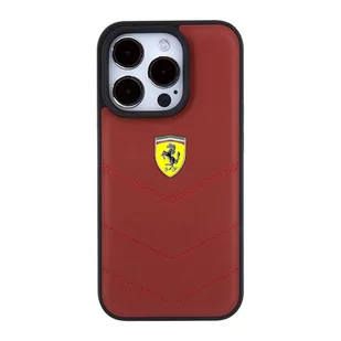 Ferrari FEHCP15LRDUR iPhone 15 Pro 6.1" czerwony/red hardcase Leather Stitched Lines - Etui i futerały do telefonów - miniaturka - grafika 3