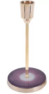 Świecznik 15cm metalowy zloty z podstawą jasno fioletowy - Świeczniki - miniaturka - grafika 1