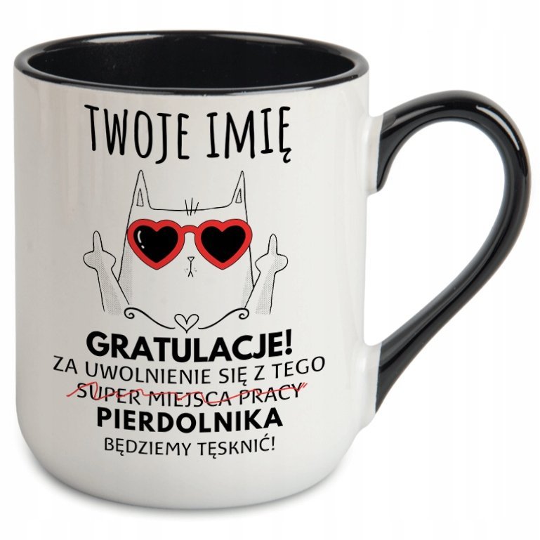 KUBEK NA POŻEGNANIE ODEJŚCIE KOLEŻANKI KOLEGI Z PRACY Z IMIENIEM NAPISEM