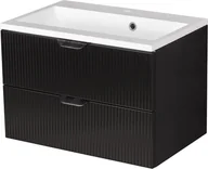 Szafki łazienkowe - Szafka łazienkowa z umywalką wisząca szklane fronty czarny mat 60 cm Bravia Gante - miniaturka - grafika 1