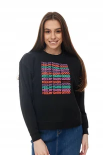 WRANGLER HIGH RIB RETRO SWEAT BLACK W6N0HR100 S - Bluzy damskie - miniaturka - grafika 1
