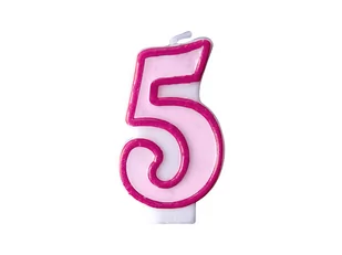 PartyDeco Świeczka na tort " 5", różowa SCU1-5-006 - Urodziny dla dorosłych - miniaturka - grafika 1