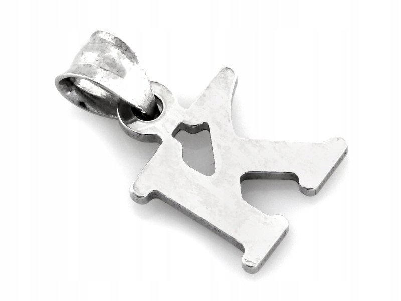 Srebrna zawieszka 925 literka K wisiorek imiona inicjały na łańcuszek