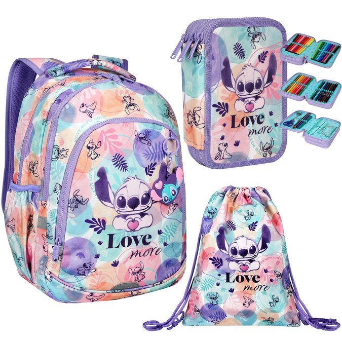 Zestaw wyprawka szkolna 3el plecak piórnik z wyposaż worek Stitch COOLPACK