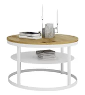 Ławy i stoliki kawowe - Okrągły skandynawski stolik kawowy biały + dąb artisan W7-H98 - miniaturka - grafika 1