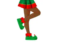 Dodatki do strojów karnawałowych - Rajstopy elfa w czerwono-zielone paski - miniaturka - grafika 1