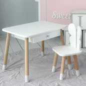 Stoliki dla dzieci - Krzesełko motyl białe + biały stolik z szufladką - miniaturka - grafika 1