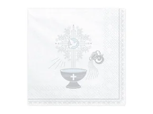 PartyDeco Serwetki "Chrzest Święty - srebrny", białe, 33 cm, 20 szt SP33-65-018 - Pamiątka Chrztu Świętego - miniaturka - grafika 3