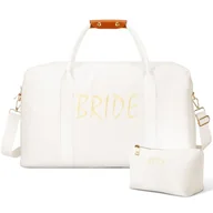 Torby podróżne - Cosblank Zestaw 2 kosmetyczek do makijażu dla panny młodej, torba podróżna dla kobiet, kosmetyczka ślubna, zaręczyny, wieczór panieński, biały, elegancki, biały, Elegancki - miniaturka - grafika 1