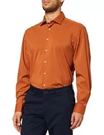 Koszule męskie - Seidensticker Męska koszula biznesowa, bez prasowania, o prostym kroju, krój regular fit, długi rękaw, kołnierz kent, mieszanka syntetyczna, pomarańczowy, 41 - miniaturka - grafika 1