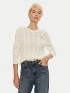 Swetry damskie - Tommy Hilfiger Sweter WW0WW43586 Écru Regular Fit - miniaturka - grafika 1