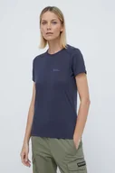 Koszulki sportowe damskie - Jack Wolfskin t-shirt sportowy Vonnan kolor granatowy 1810061 - miniaturka - grafika 1