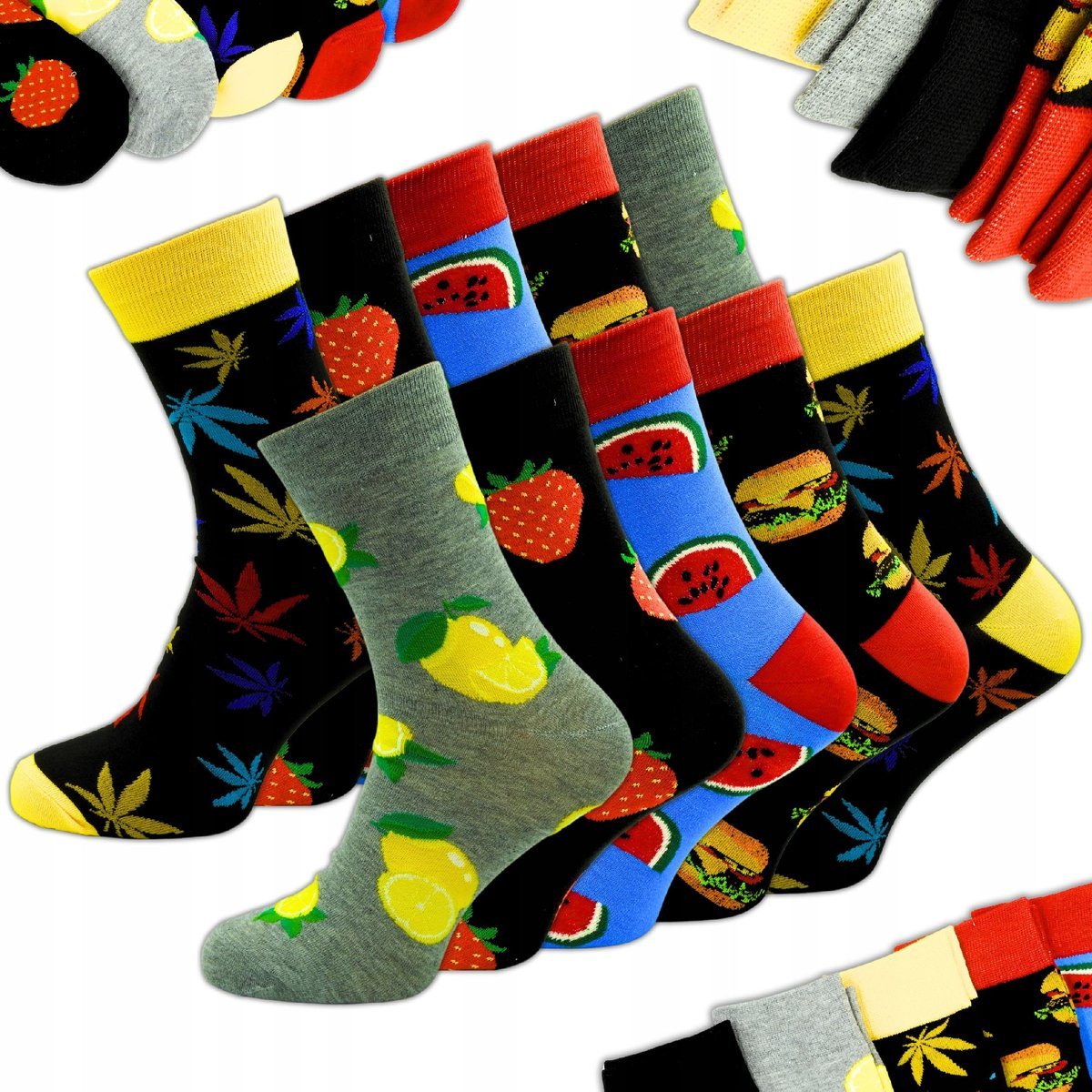 SKARPETY MĘSKIE DŁUGIE BAWEŁNA 95% 10 PAR KOLOROWE SKARPETKI ZESTAW 44-46