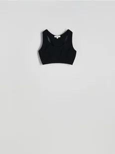 Reserved - Bezszwowy top w stylu sportowym - czarny - Koszulki i topy damskie - miniaturka - grafika 1