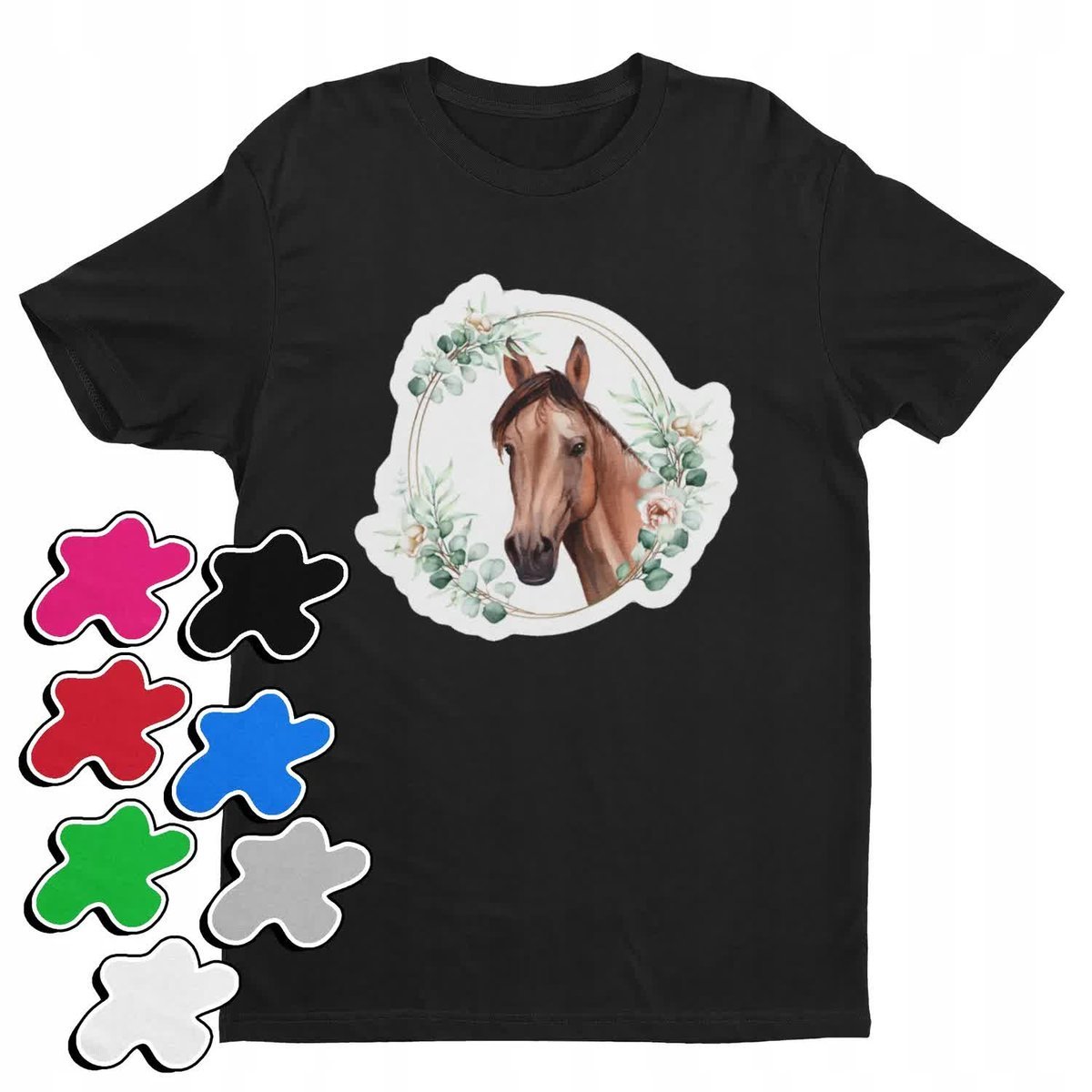 Koszulka T-Shirt Dziecięca Z Nadrukiem Koń Konie Dla Dziewczynki -M 134-140