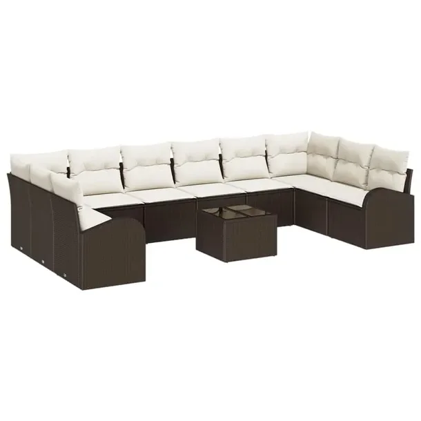 Zestaw sof ogrodowych modułowych, brązowy, 5-częściowy, rattan, matowy