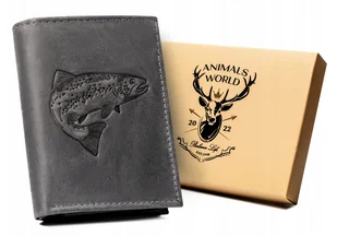 Portfel skórzany Always Wild N4-CHM-FISH czarny tłoczenie ryba - Portfele - miniaturka - grafika 1