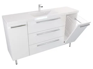 Szafka Stojąca Z Umywalką ATH 140 cm DK - Biały Mat - Uchwyty Chromowane - Szafki łazienkowe - miniaturka - grafika 1