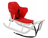 Sanki i ślizgacze - MOCNE SANKI JEE BIAŁE OPARCIE MATERAC RED dla dzieci Polskie Solidne Metal - miniaturka - grafika 1