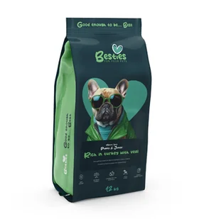 BESTIES PREMIUM PUPPY JUNIOR MEDIUM LARGE TURKEY VEAL INDYK CIELĘCINA 12KG - Sucha karma dla psów - miniaturka - grafika 1