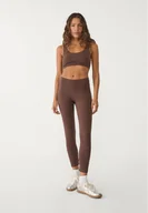 Legginsy - Stradivarius Bawełniane legginsy z niewidocznymi szwami Brązowy S - miniaturka - grafika 1