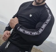 Bluzy męskie - Bluza elastyczna czarna z taśmą Furia - miniaturka - grafika 1