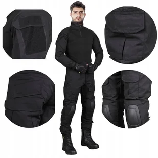 Kombinezon TAKTYCZNY OCHRONNY KOMPLET UBRANIE OCHRONNE Spodnie Bluza czarny - Spodnie męskie - miniaturka - grafika 1