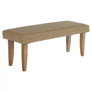 Ławka 120X48X40 Cm Biało-Złota Tapicerka Materiałowa Z Drewnianymi Nogami - Ławki do przedpokoju - miniaturka - grafika 1