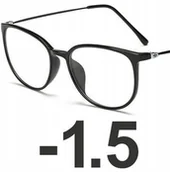 Okulary korekcyjne, oprawki, szkła - Okulary kujonki korekcyjne minusy czarne -1.5 - miniaturka - grafika 1