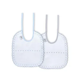 Śliniak bawełniany 2 szt. haftowany niebieski szary prsotokąt - Śliniaki i fartuszki - miniaturka - grafika 1