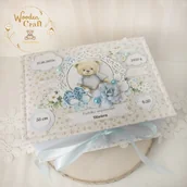 Pamiątka Chrztu Świętego - Pudełko wspomnień na chrzest, roczek, narodziny Oh Baby Miś niebieskie - miniaturka - grafika 1
